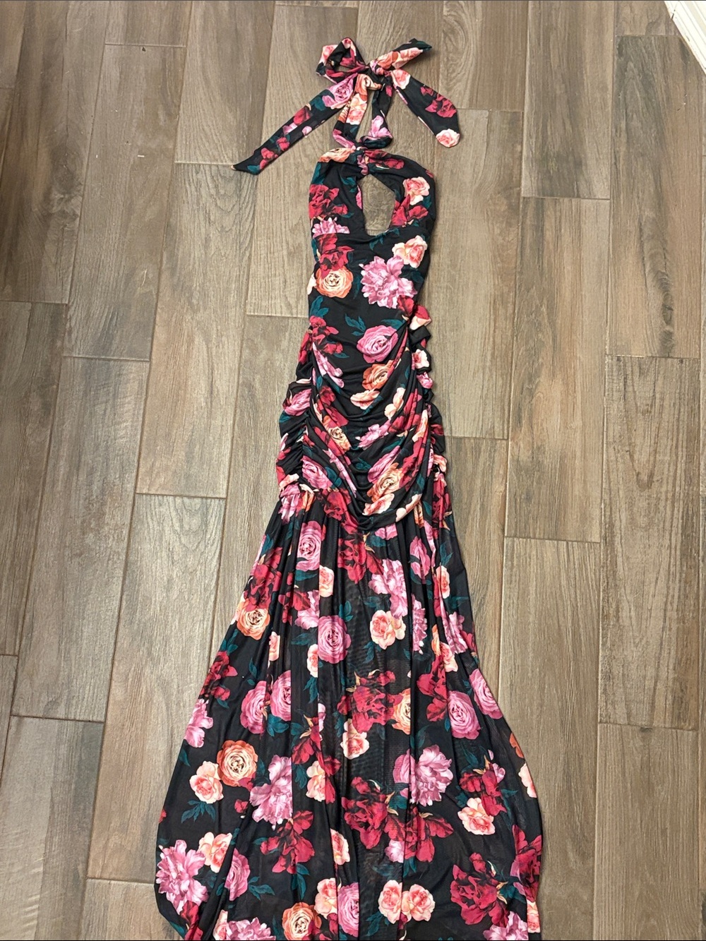 AFRM Piper halter slim maxi dress in Midnight Rose print
